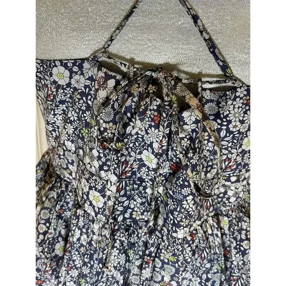J Crew Dress Liberty Of London Fabric Sundress Navy White Red Floral Sz 4 - Picture 4 of 9